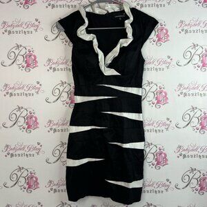 Laura dress bodycon ruffle detail collar stripes Elegant Black and White Dress